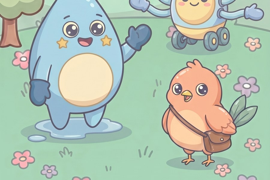 Wibble with the hug machine and Pip